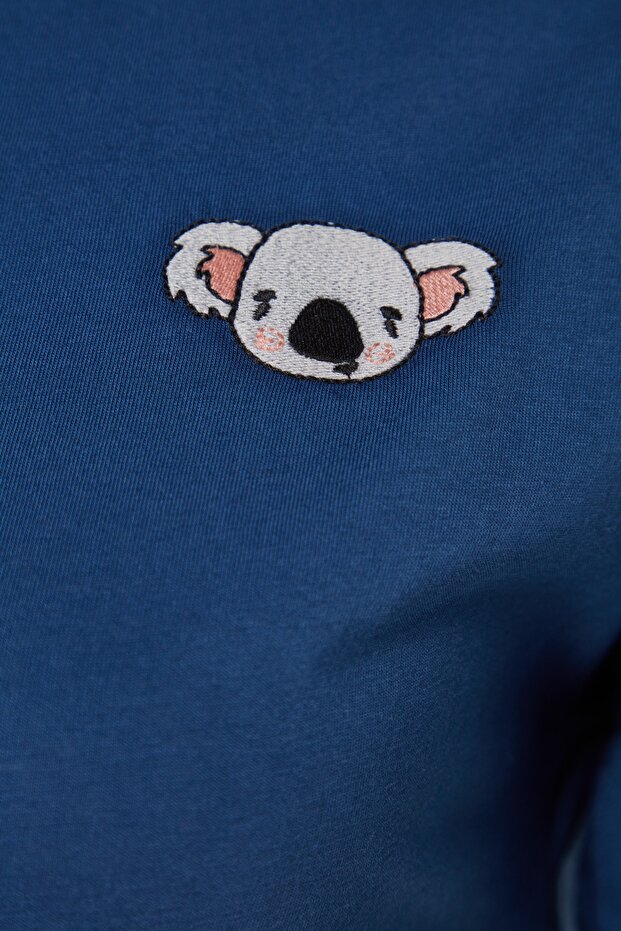 Lacivert Örme Nakışlı Volanlı Pijama Takımı TBBSS22PT0565 - 8