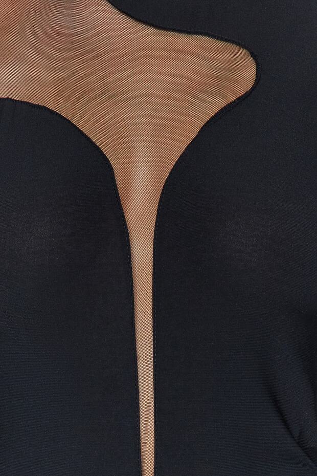 Siyah Transparan Detaylı Örme Tül Body TPRAW24BD00011 - 10