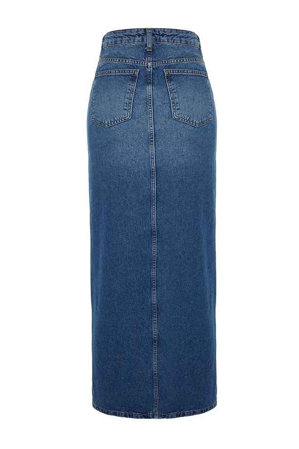 Mavi More Sustainable Yırtmaçlı Maxi Denim Etek TWOAW24ET00058 - 9