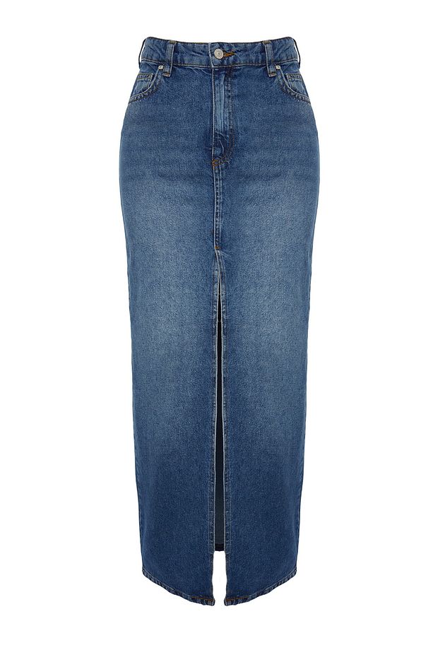 Mavi More Sustainable Yırtmaçlı Maxi Denim Etek TWOAW24ET00058 - 7