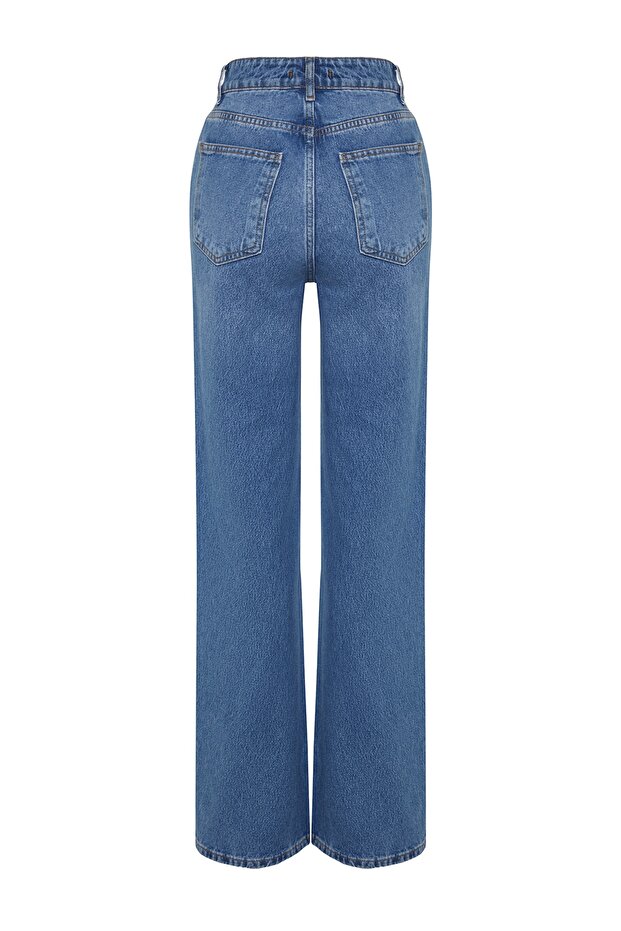 Kék magas derekú széles szárú széles szárú farmer TWOAW24JE00074 - 6