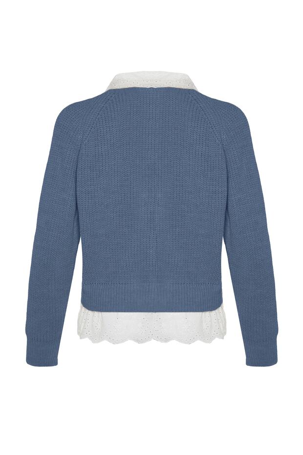 Koszula Indigo Crop z ozdobnym detalem i dekoltem w serek, dzianinowy kardigan TWOAW24HI00221 - 9