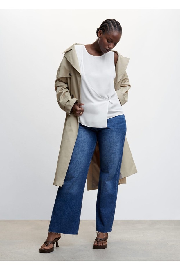 Düğmeli Kruvaze Bluz - 6