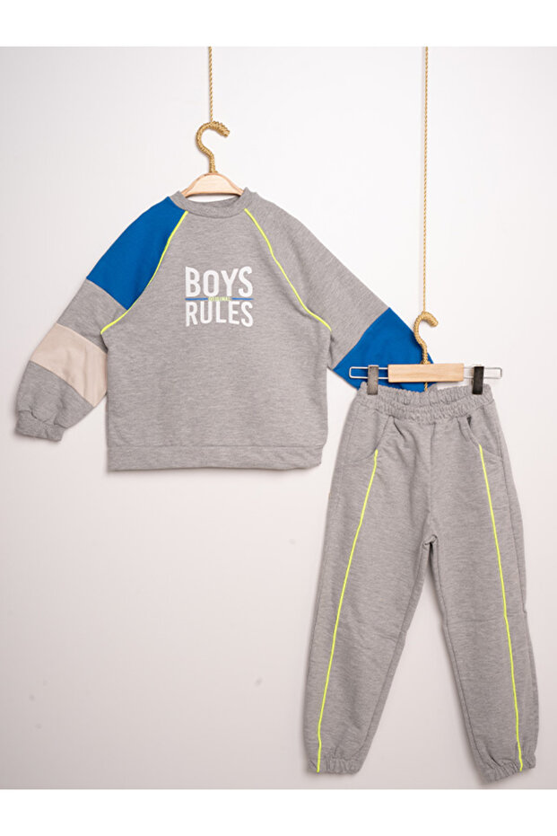 Boy's Cotton Long Sleeve Two String Tracksuit Set