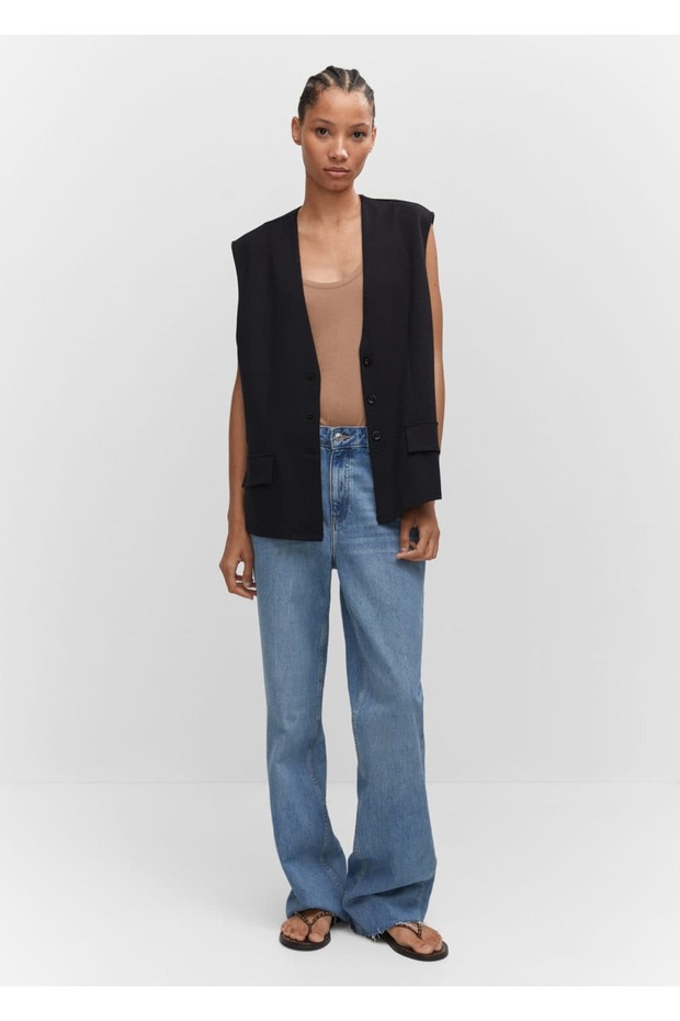 Düz Kesim Oversize Yelek - 2