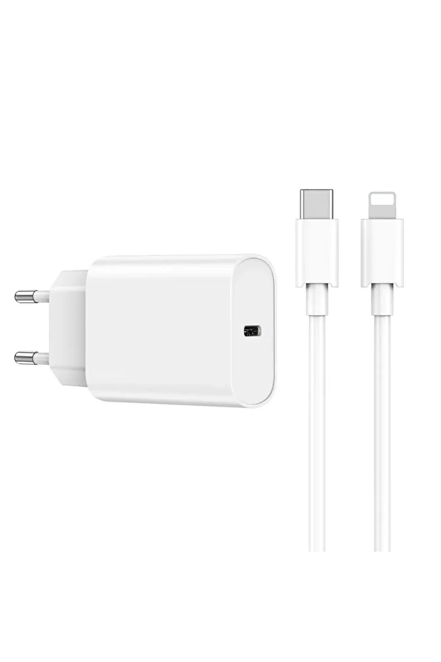 20W iPhone Şarj Seti Wiwu Wi-U001 Şarj Başlığı Adaptörü ve Type-C to Lightning PD Kablo Şarj Seti - 1