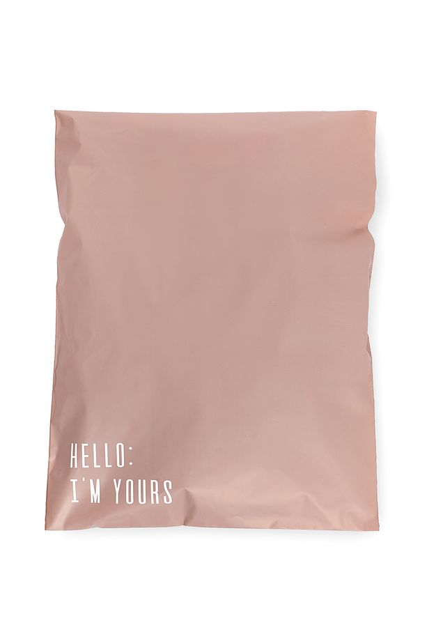 Renkli Kargo Poşeti - 22x31 Cm - Rose - 100 Adet - 'hello I'm Yours' Baskılı - 1
