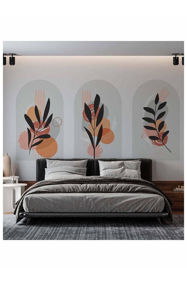 Boho Bohem Tarz Yaprak Ve Güneş Temalı Duvar Sticker - 4