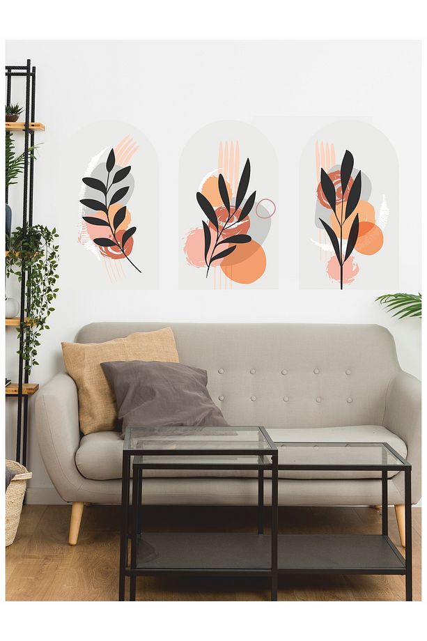 Boho Bohem Tarz Yaprak Ve Güneş Temalı Duvar Sticker - 3