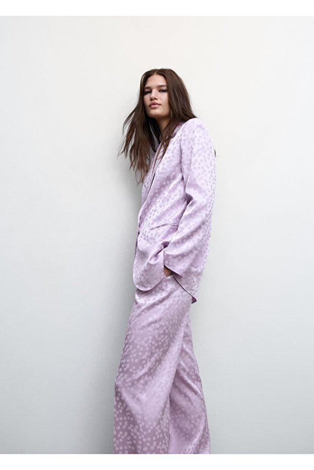 Puantiyeli Saten Pantolon - 5