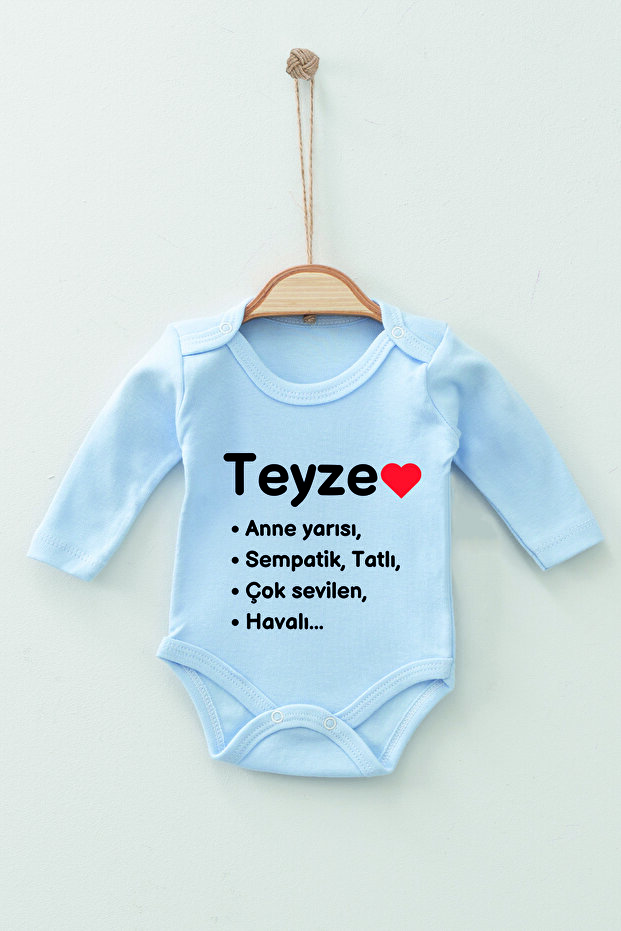 100% Cotton Organic Auntie Patterned Long Sleeve Bodysuit Baby Bodysuit