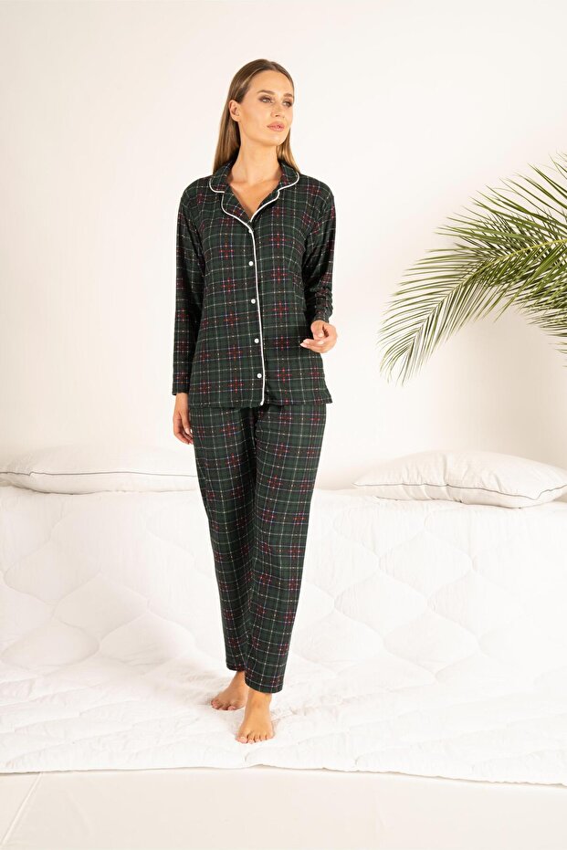 مجموعة بيجامة منقوشة بأزرار - 6