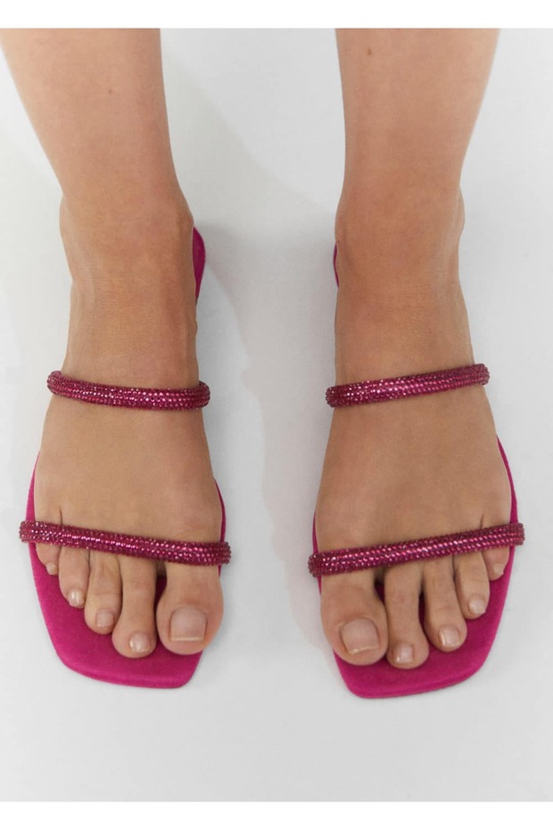 Bantlı Taş Işlemeli Sandalet - 6