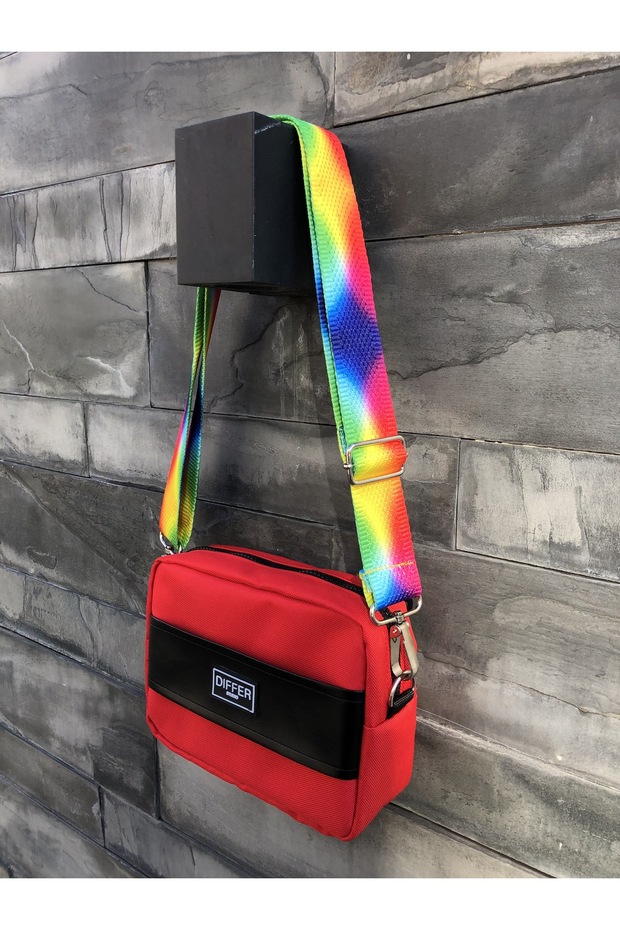 Red Patterned Shoulder Bag/Portfolio - 7