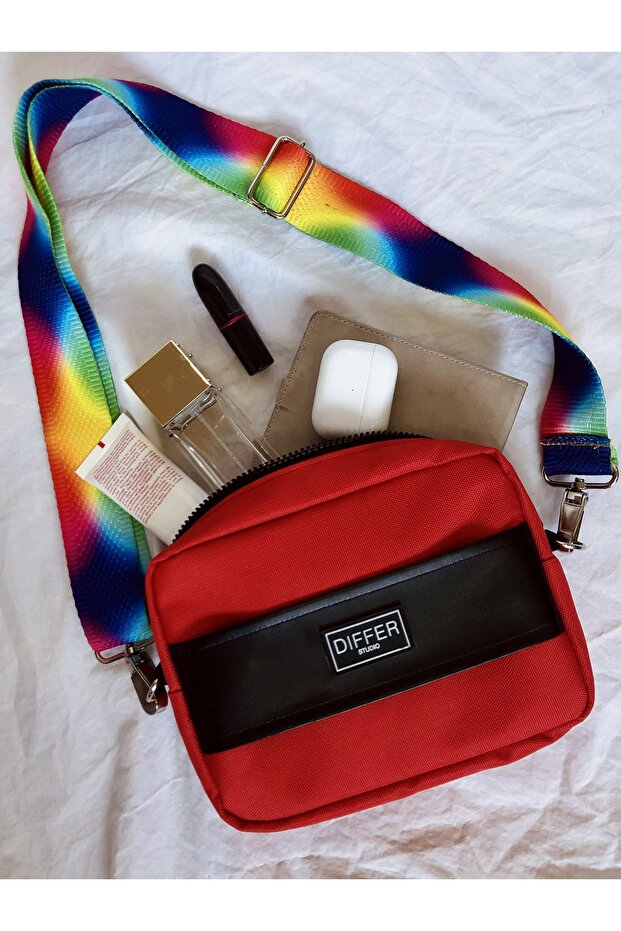 Red Patterned Shoulder Bag/Portfolio - 8