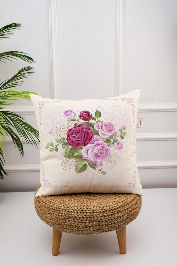 Throw Pillow Cover, Pillow Cover, Patterned Throw Pillow, Flower Patterned Throw Pillow, 43x43 Throw Pillow