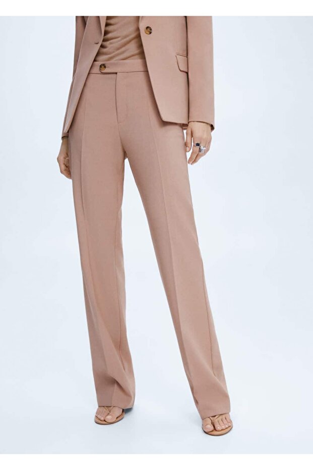 Straight Cut Fabric Trousers