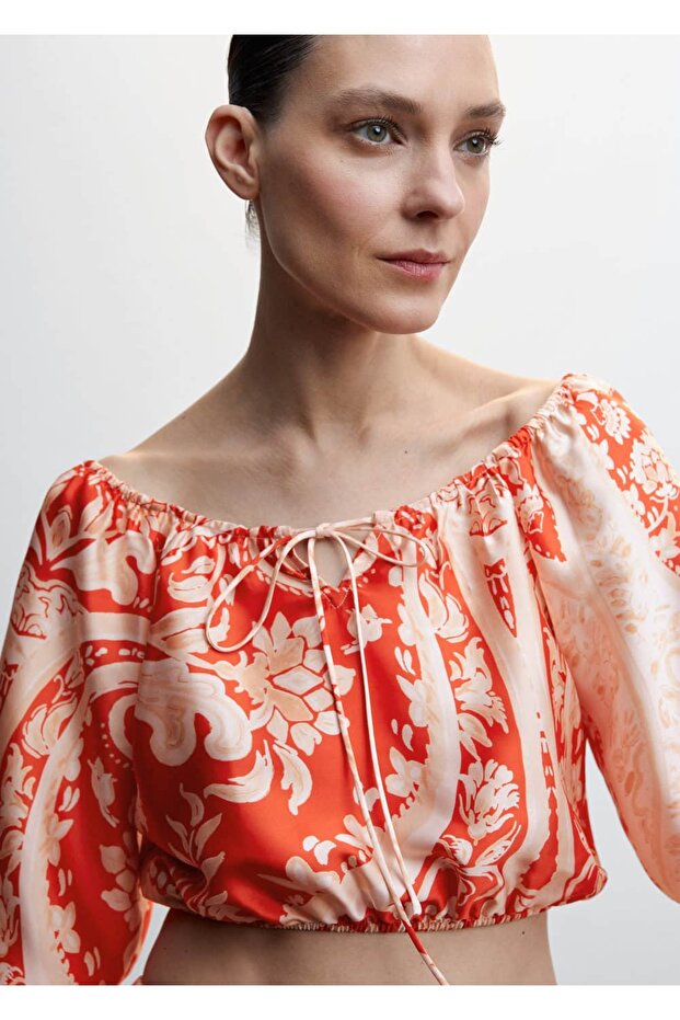 Desenli Balon Kol Bluz - 7