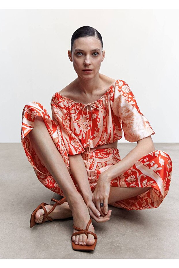 Desenli Balon Kol Bluz - 5