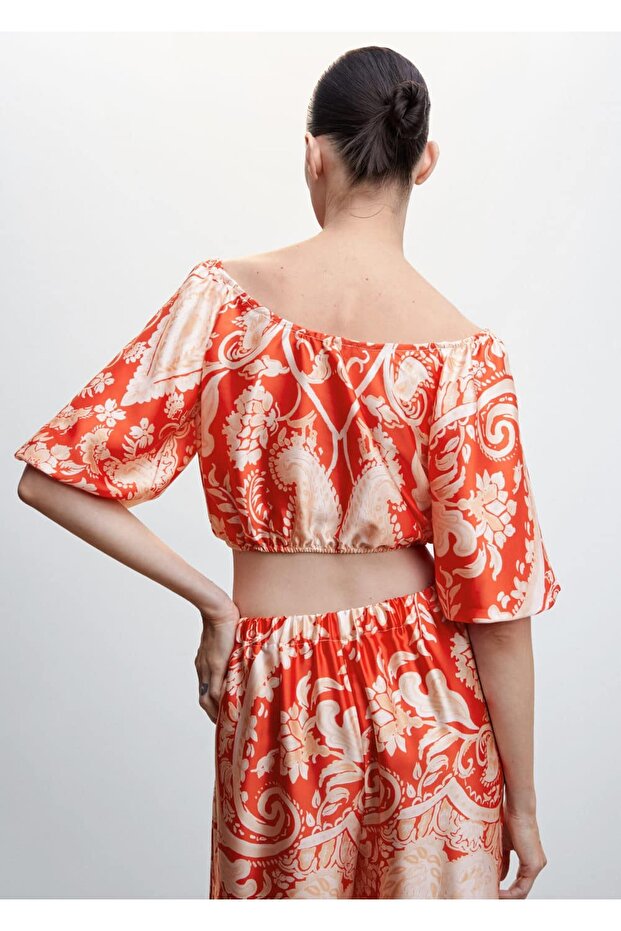 Desenli Balon Kol Bluz - 4