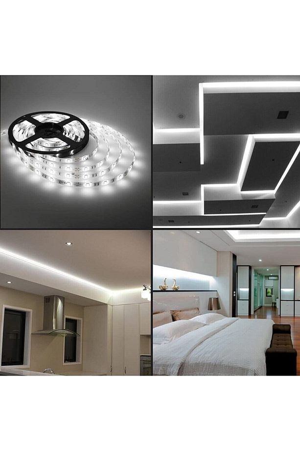 Mutfak Tezgah Üstü Için 1 m Beyaz Şerit Led12v Adaptör Tak Çalıştır Aç Kapa Anahtar 3 Çip - 5