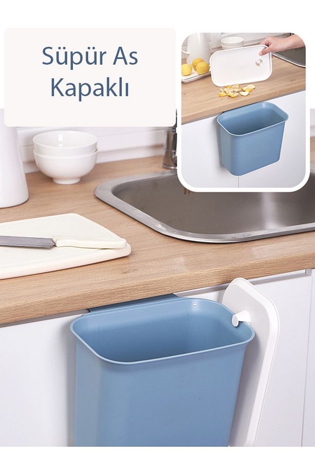 Mutfak dolap kapağı askılı çöp kutusu - 3