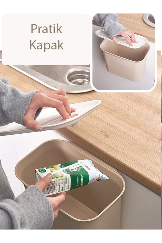 Mutfak dolap kapağı askılı çöp kutusu - 3