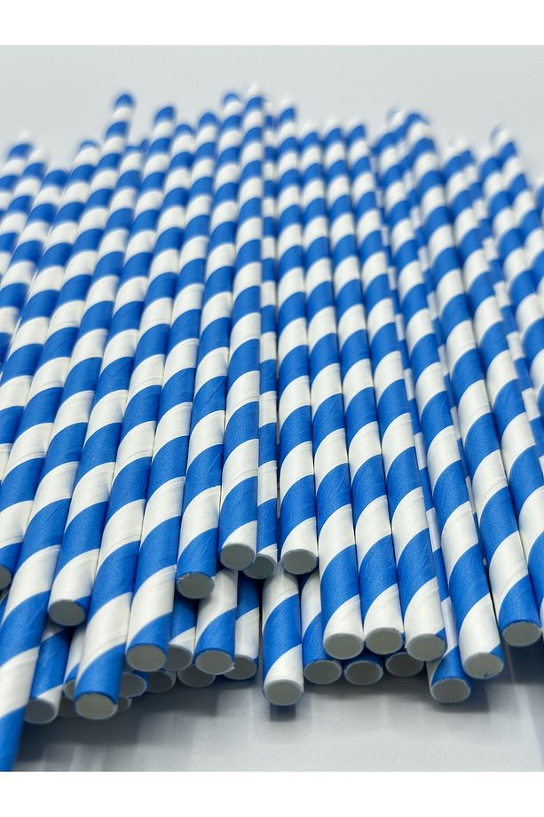 Kağıt Pipet 100 Adet Çap:6 mm Uzunluk:20 cm- Doğayla Dost Geri Dönüştürülebilir Kağıt Pipet - 1
