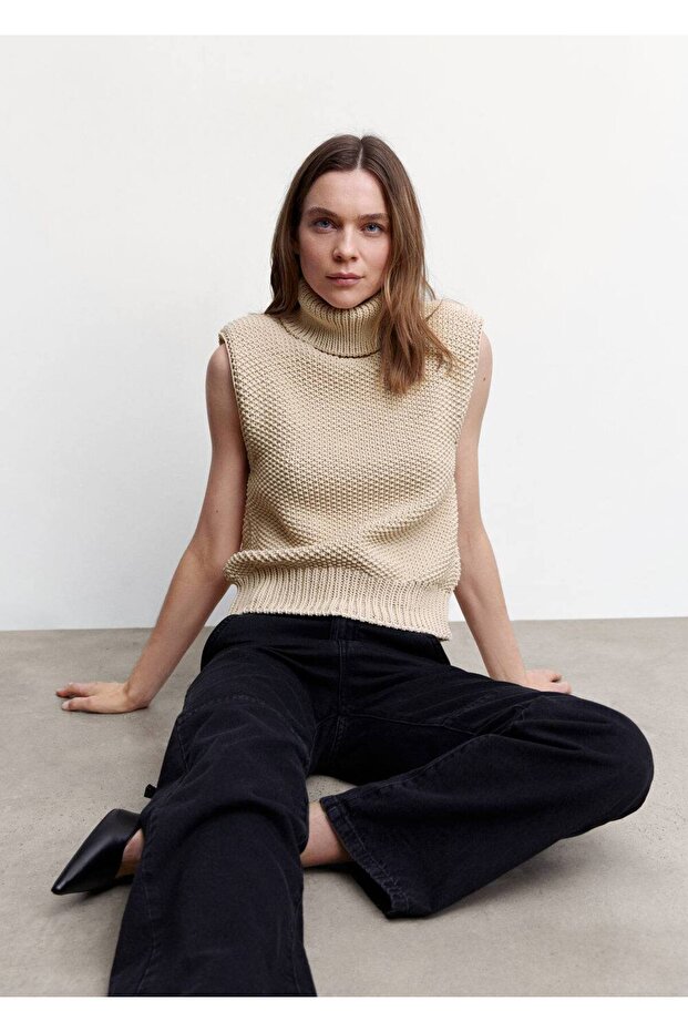 Balıkçı Yaka Triko Yelek - 5