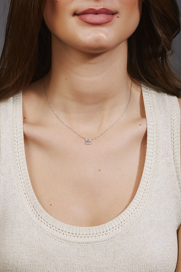 Cristal Kolye 1 Mikron Rodyum Kaplama (925 Ayar Gümüş Üzerine) Zirkonyum - 7