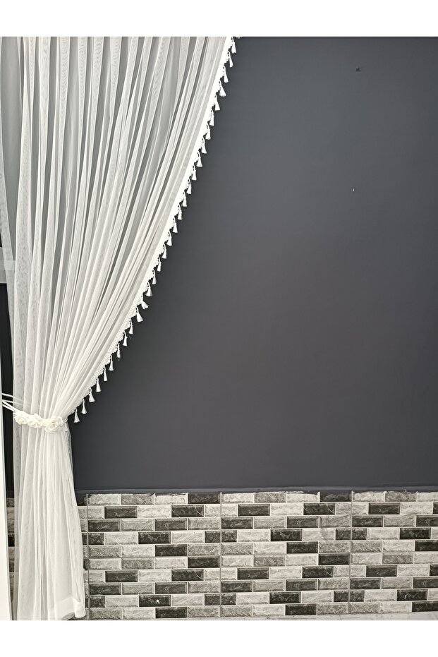 2 Wings Background Curtain White Tufted Floral 2 Wings Tulle Background Curtain