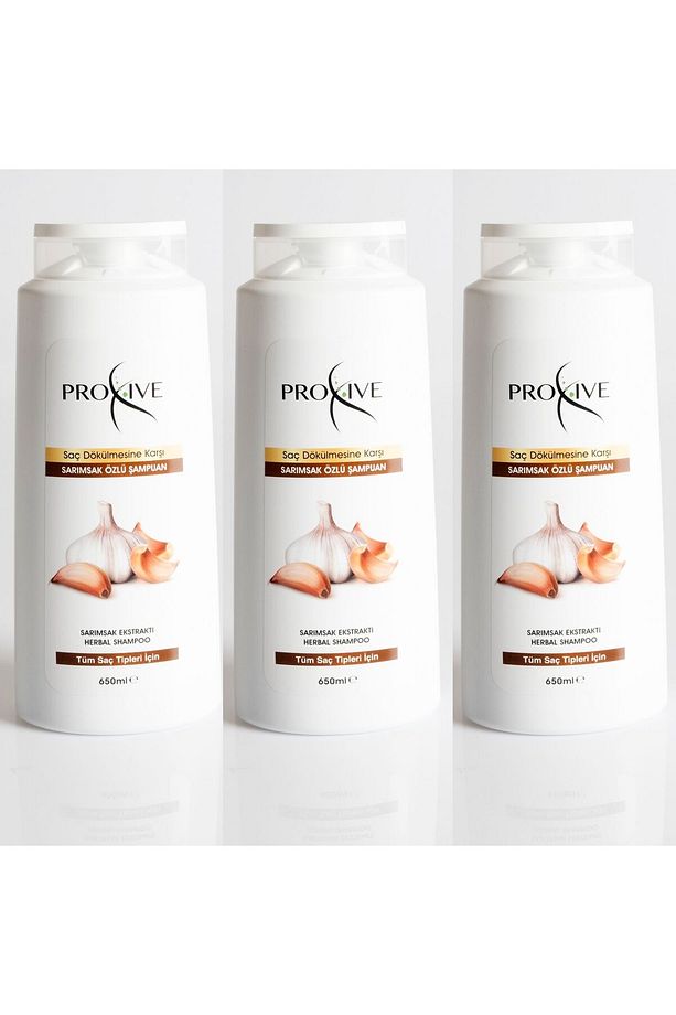 Proxıve Tuzsuz Parabensiz Silikonsuz Boyasız Sarımsak Özlü Şampuan 650 ml x 3 Lü Avantaj - 3