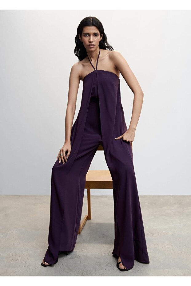 Sırtı Açık Halter Yaka Tulum - 5