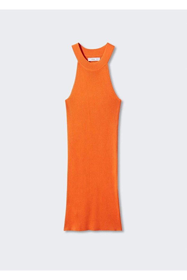 Halter Yaka Triko Elbise - 3