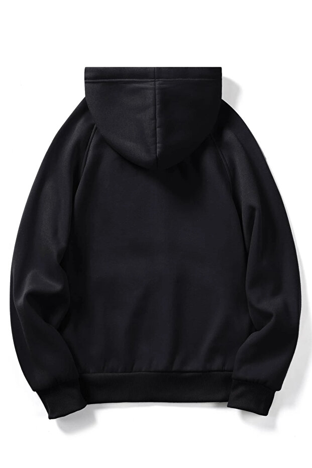 سويت شيرت أسود أساسي كبير الحجم للجنسين - 2