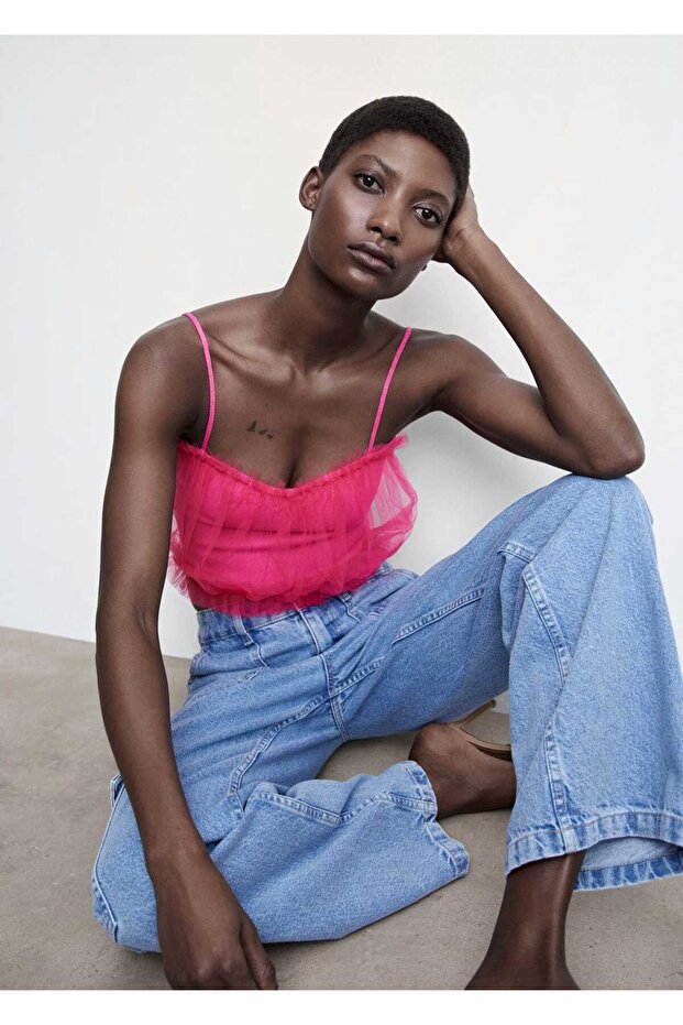 Kalp Yaka Şifon Bluz - 5