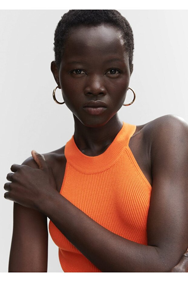 Halter Yaka Triko Elbise - 8