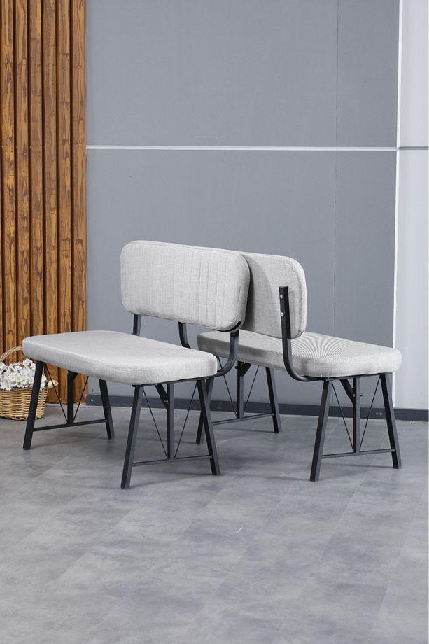 Hayat Serisi Mutfak, Yemek, Bahçe, Kafe, Modern Bench, Puf, 1 Adet - Açık Gri - 1