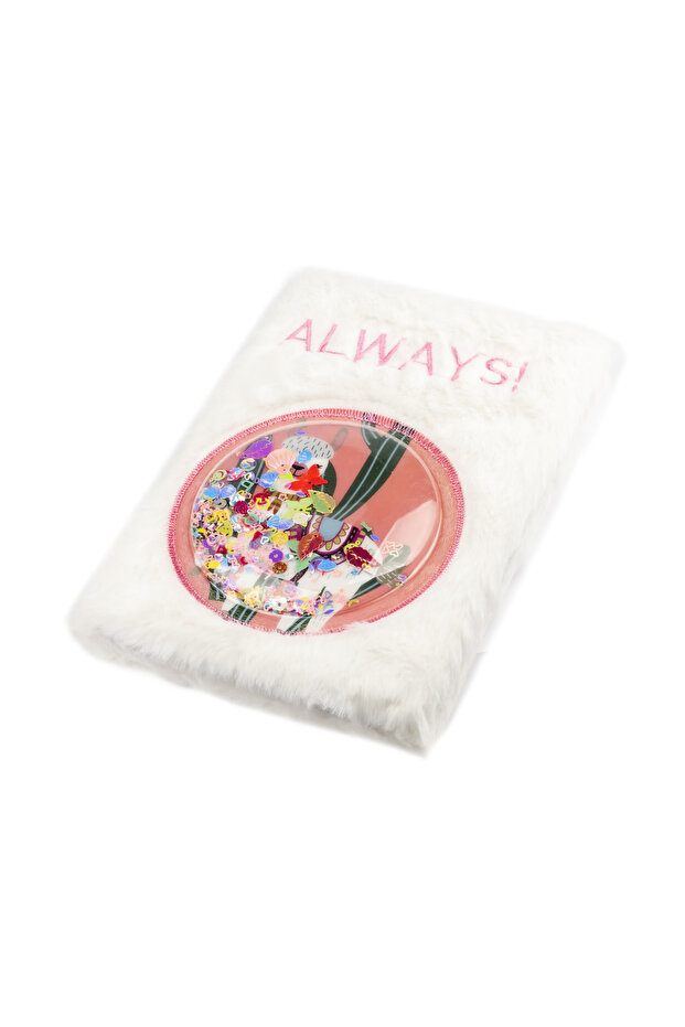 Plush Notebook - Lama Pattern / White - 2