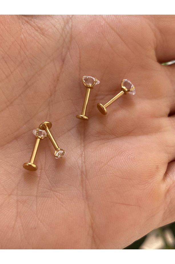 çelik 1 adet zirkon kalp model tragus helix conch forwardhelix kıkırdak lobe uyumlu piercing küpe - 3