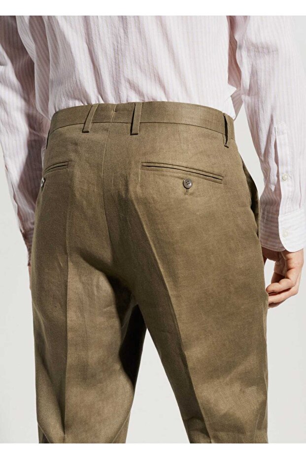 %100 Keten Pantolon - 5