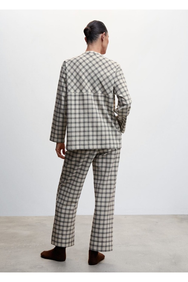 Kareli Pamuklu Pijama Üstü - 4