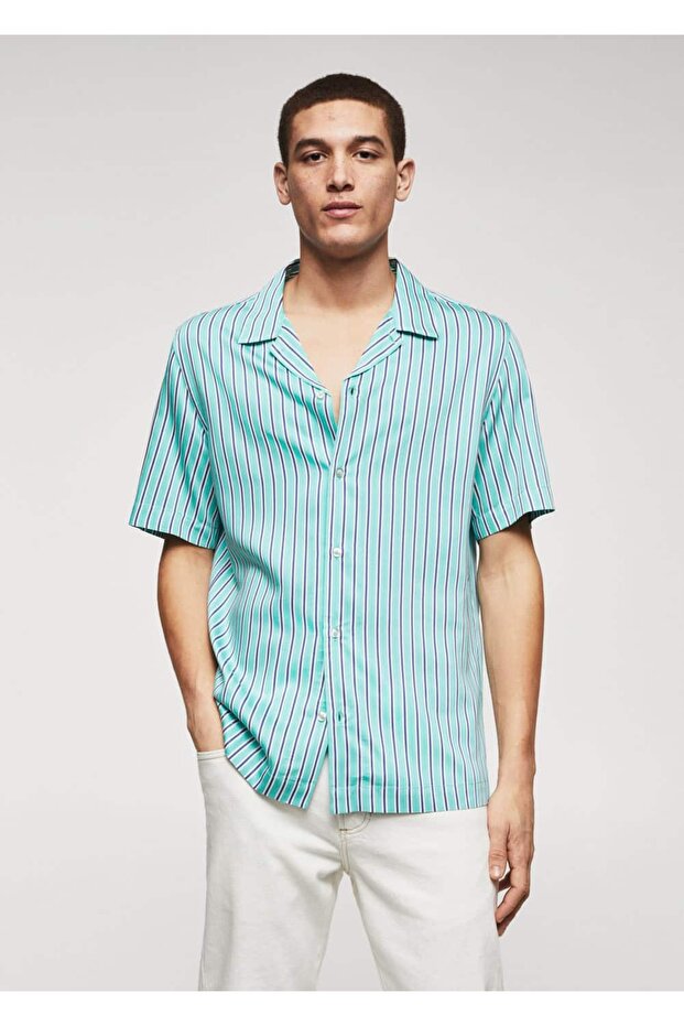 Regular Kesim Bowling Çizgili Gömlek - 1