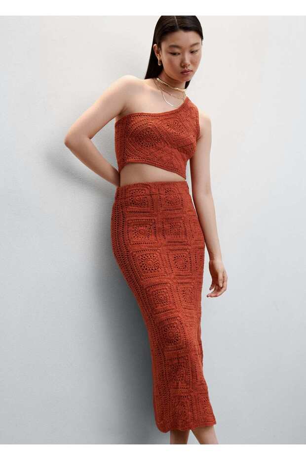 Yırtmaçlı Kroşe Etek - 5