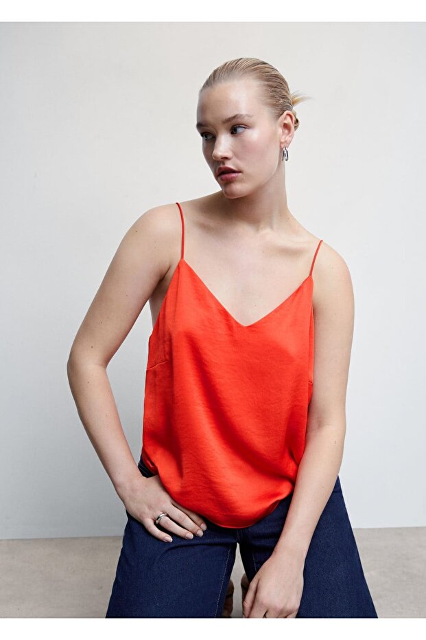 Saten Askılı Bluz - 7