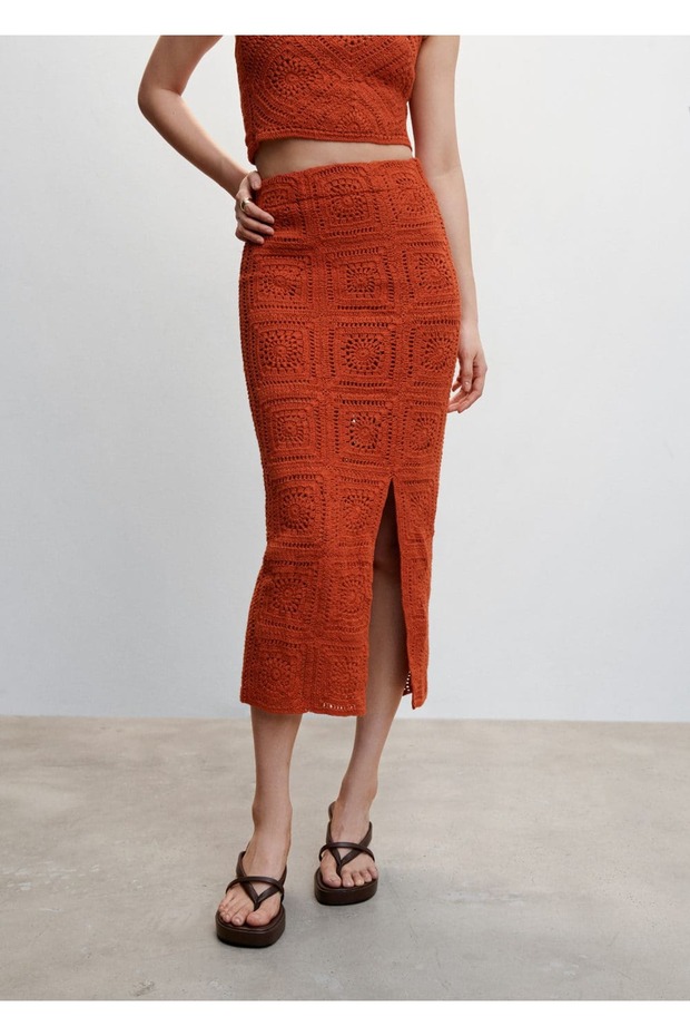 Yırtmaçlı Kroşe Etek - 1