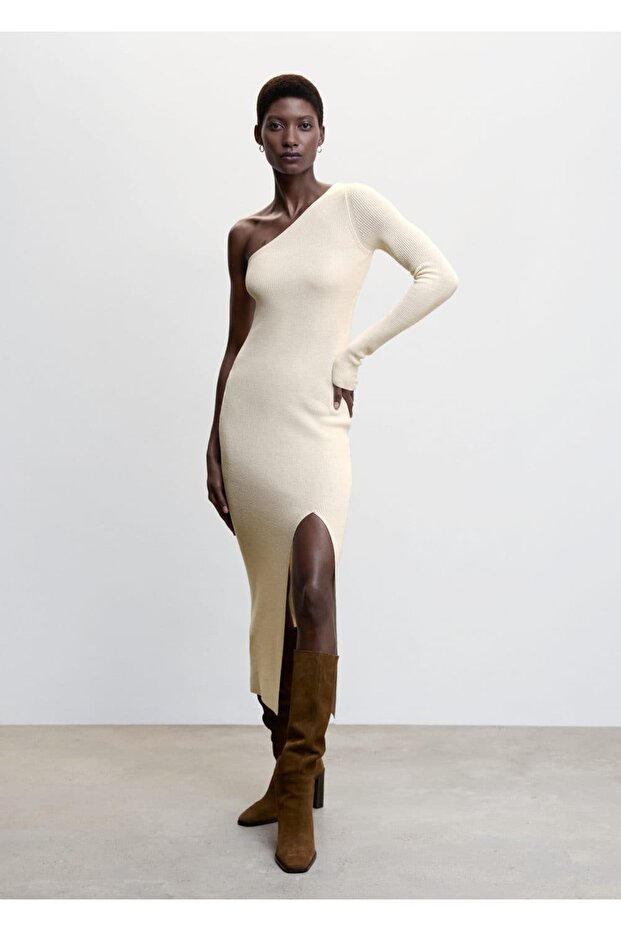 Triko Asimetrik Elbise - 2