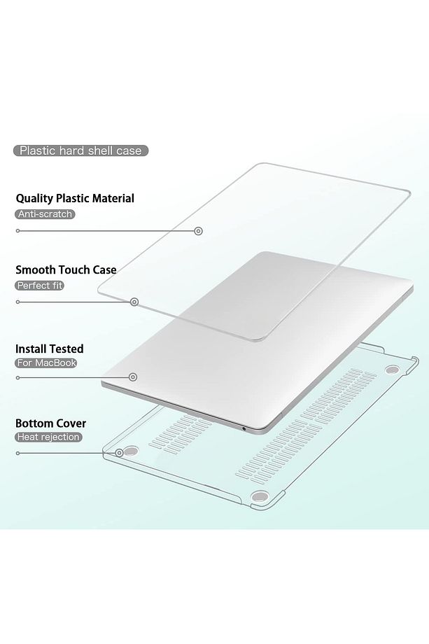Macbook Air M2 M3 M4 13.6” A2681 A3113 A3240 Uyumlu Kapak Kılıf Parlak Şeffaf Transparan Kapak - 8