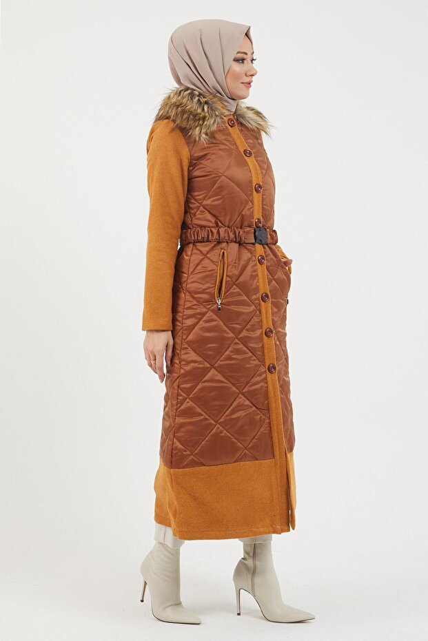 Düğmeli Kaşe Taba 2358 - 4