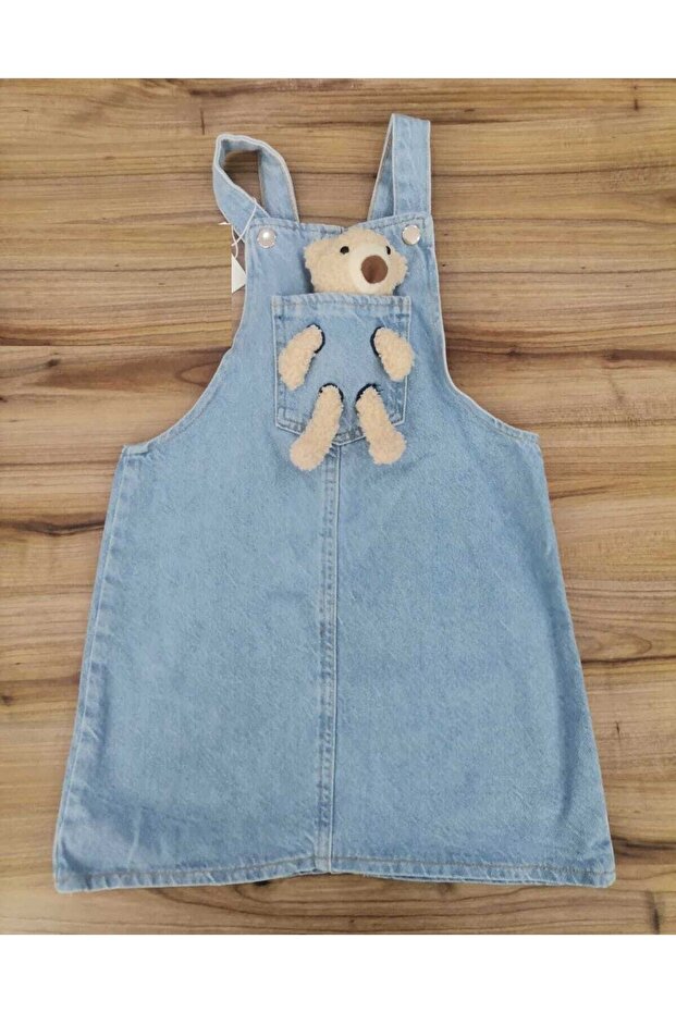Girl's Skirted Salopet with Pocket Teddy Bear